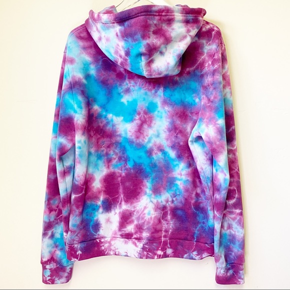 AVIATOR NATION Tie Dye Zip Up Hoodie turquoise purple XL unisex sweatshirt - Picture 8 of 11